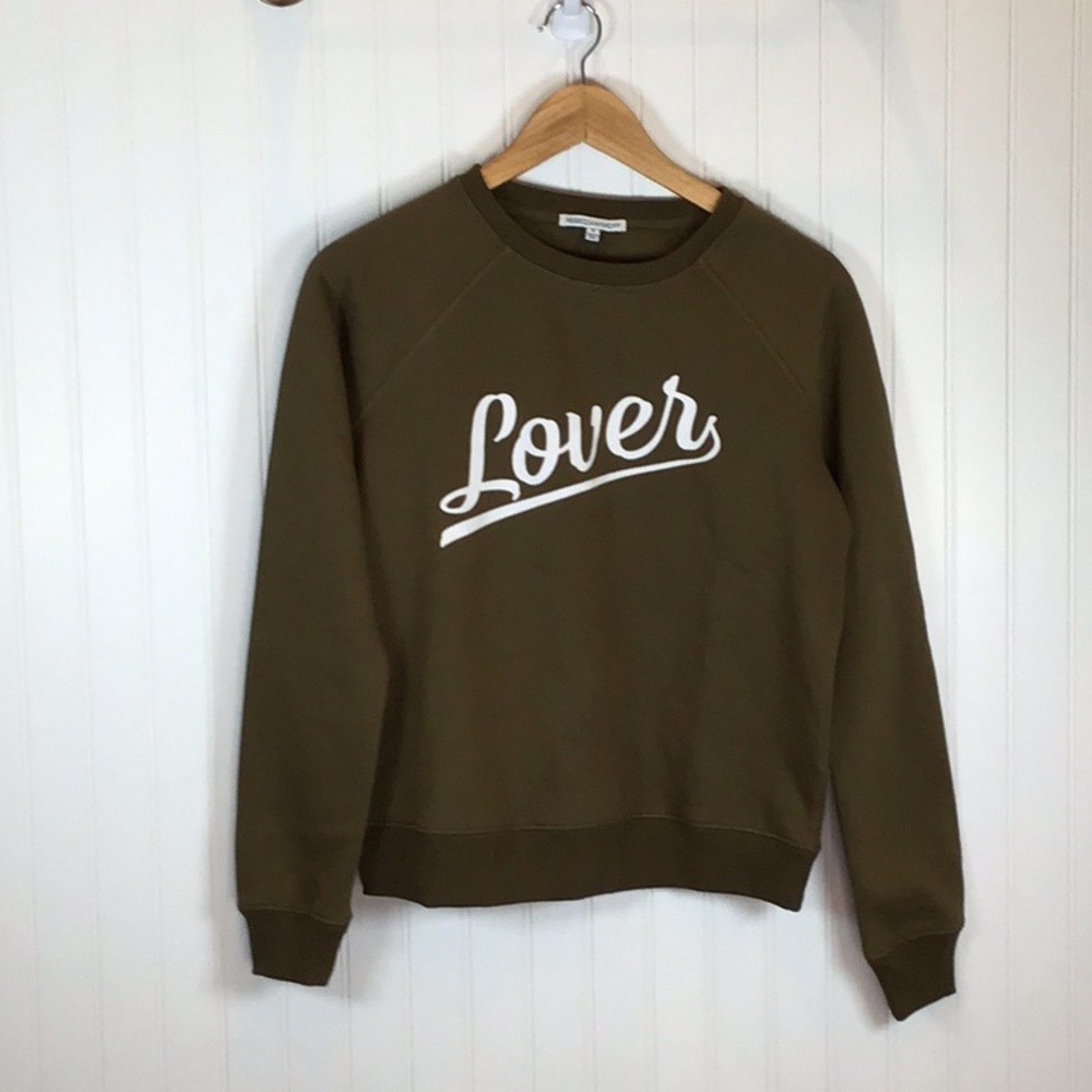 Rebecca Minkoff | LOVER Army Green Sweatshirt Size Small - Picture 2 of 11
